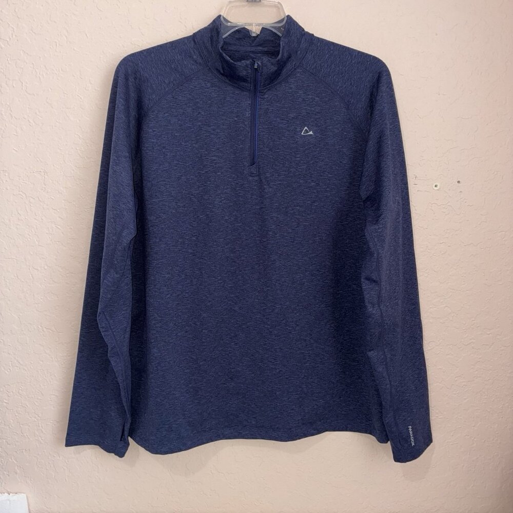 Paradox 1/4 Zip Pullover Mens XXL‎ Blue Thumbholes Logo Running Activewear